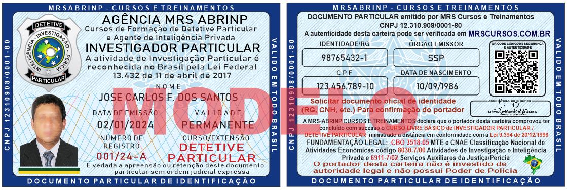 carteira de detetive particular azul