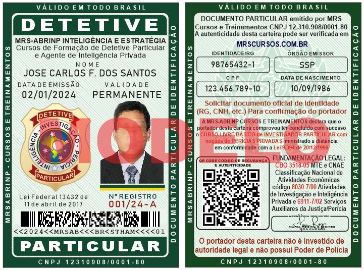 carteira de detetive particular verde