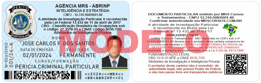 carteira de perito criminal particular pvc