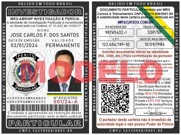 carteira de perito particular amarela