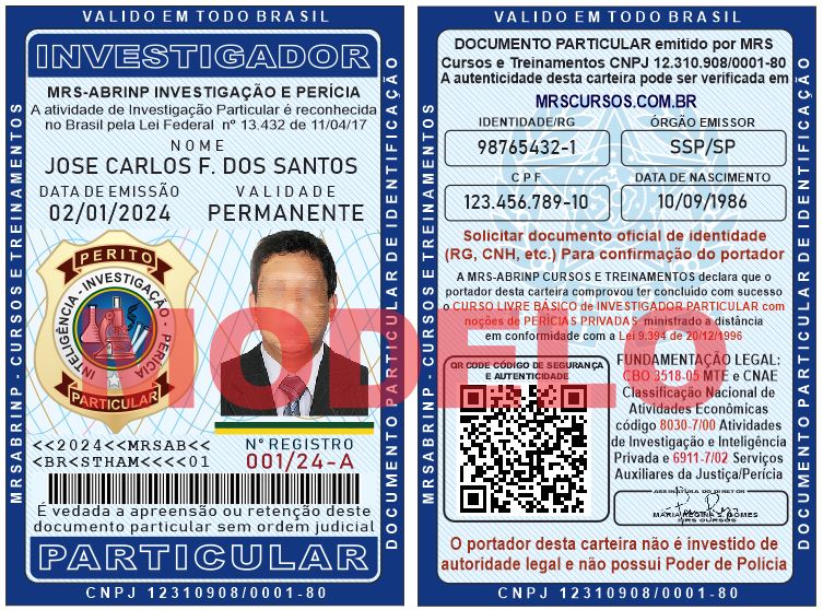 carteira de perito particular azul